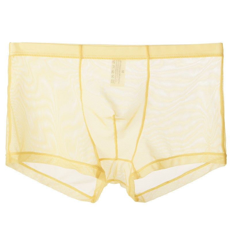 menaful Beige / M Mid Waist Mesh Sexy Pouch Bag Boxers