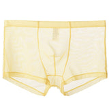 menaful Beige / M Mid Waist Mesh Sexy Pouch Bag Boxers