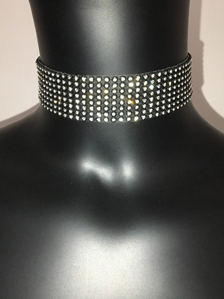menaful Black / 2.5 cm Simple Diamond Choker Necklace