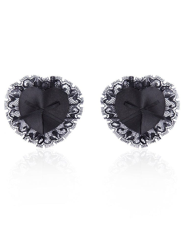 menaful Black / Heart Black Lace Nipple Stickers