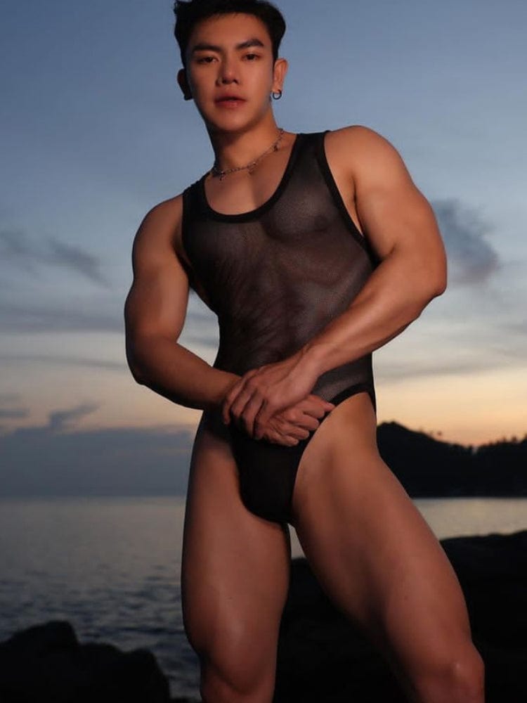 menaful Black / M Men's Mesh Bodysuit