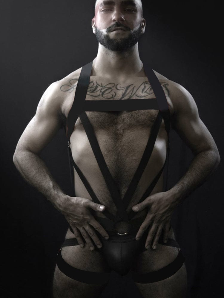 menaful Black / M Men's One-piece Suspender Elastic Double Thong