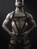 menaful Black / M Men's One-piece Suspender Elastic Double Thong