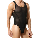 Menaful™ black / M men's sheer mesh bodysuit