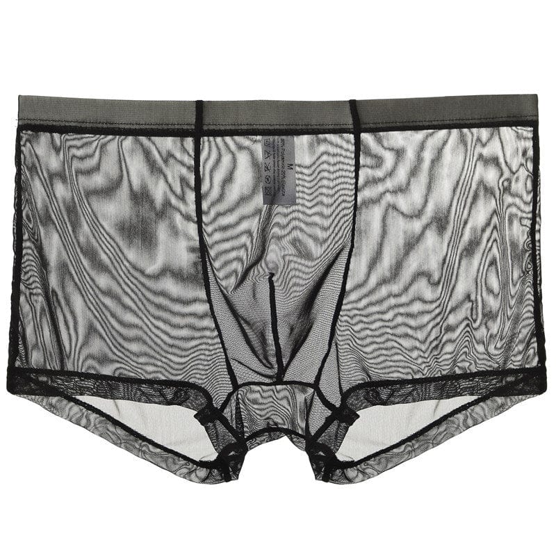 menaful Black / M Mid Waist Mesh Sexy Pouch Bag Boxers