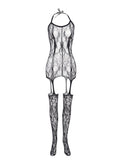 menaful Black / One Size Front And Rear Cutout Sock Bodysuit