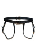 menaful Black / One Size Men's Leather Double Belt Binding Bondage