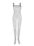 menaful Black / One Size Men's Open Crotch Mesh Bodysuit