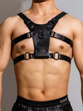 menaful Black / One Size / PU leather Black Adjustable Chest Strap Harness