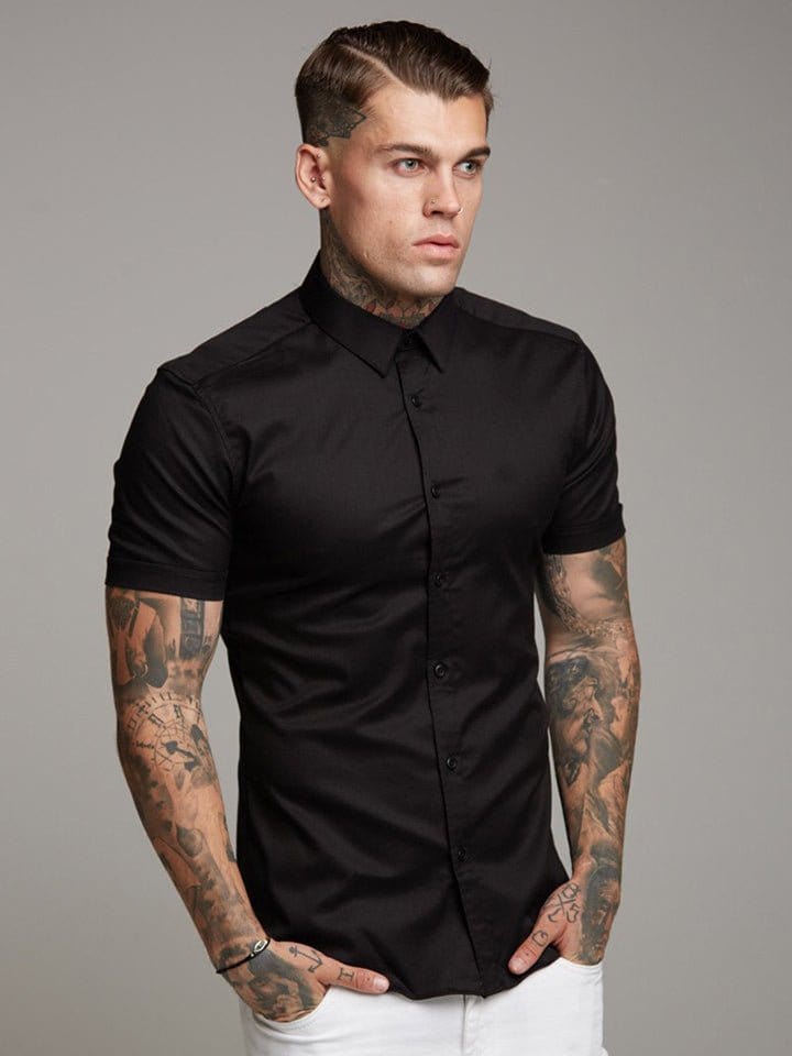 menaful Black / S Men's Business Short Shirt