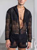 menaful Black / S Men's Casual Long Sleeve Shirt Suit