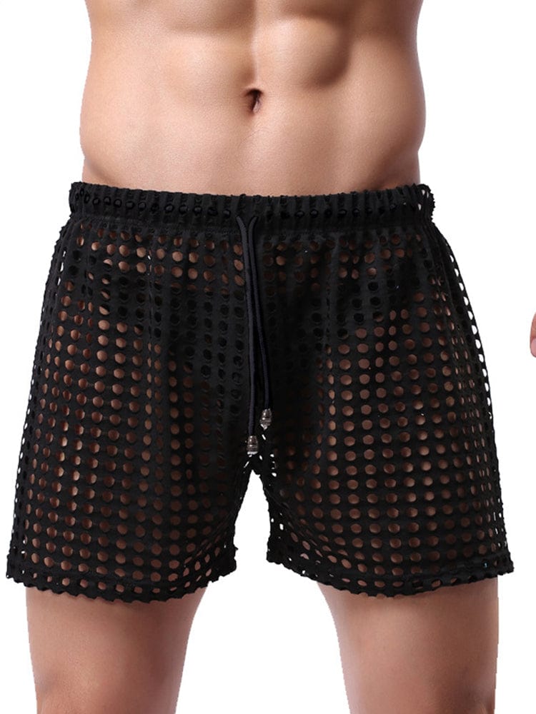 menaful Black / S Men's Loose Sexy Mesh Shorts