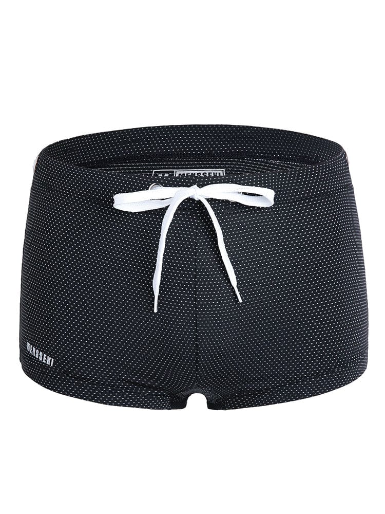 menaful Black / S Men's Summer Tethered Boxer Swim Trunks