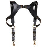 MENAFUL™ Black Vintage Top Layer Cowhide Hook Strap