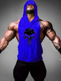menaful Blue/Black / M Fitness Hooded Skull Tank Top