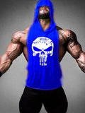 menaful Blue / M Fitness Hooded Skull Tank Top