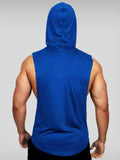 menaful Blue / M Men's Hooded Fitness Racerback Vest