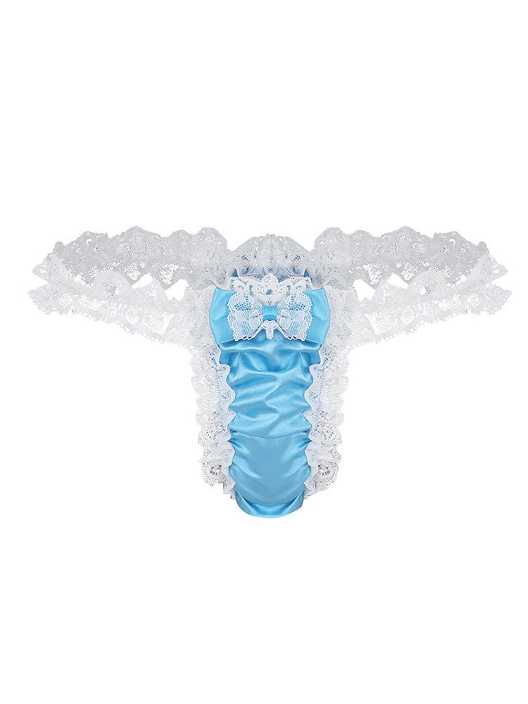 menaful Blue / M Men's Lace Sexy Spandex Thong