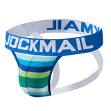 menaful Blue / M Rainbow Stripe Cotton Pride Jockstrap