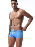 menaful Blue / S Men's Summer Tethered Boxer Swim Trunks