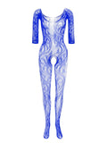 menaful Blue Vintage Men's Elastic Pantyhose Bodysuit