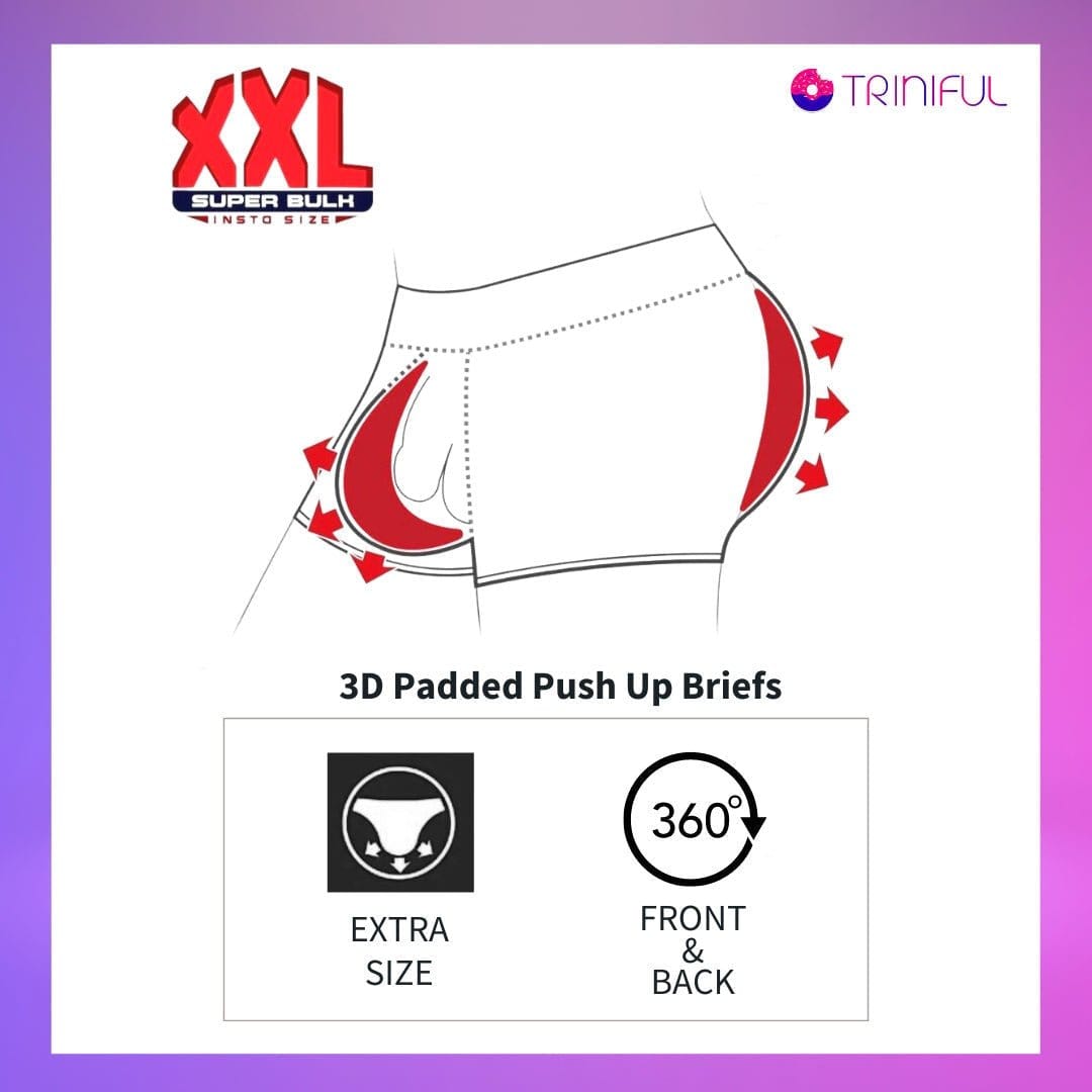 menaful Bottoms 3D Padded Push Up Boxer Briefs