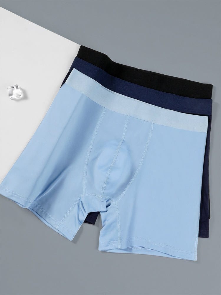 menaful Boxers Briefs & Midway Briefs 3 Pcs Ice Silk Breathable Sports Boxers Briefs