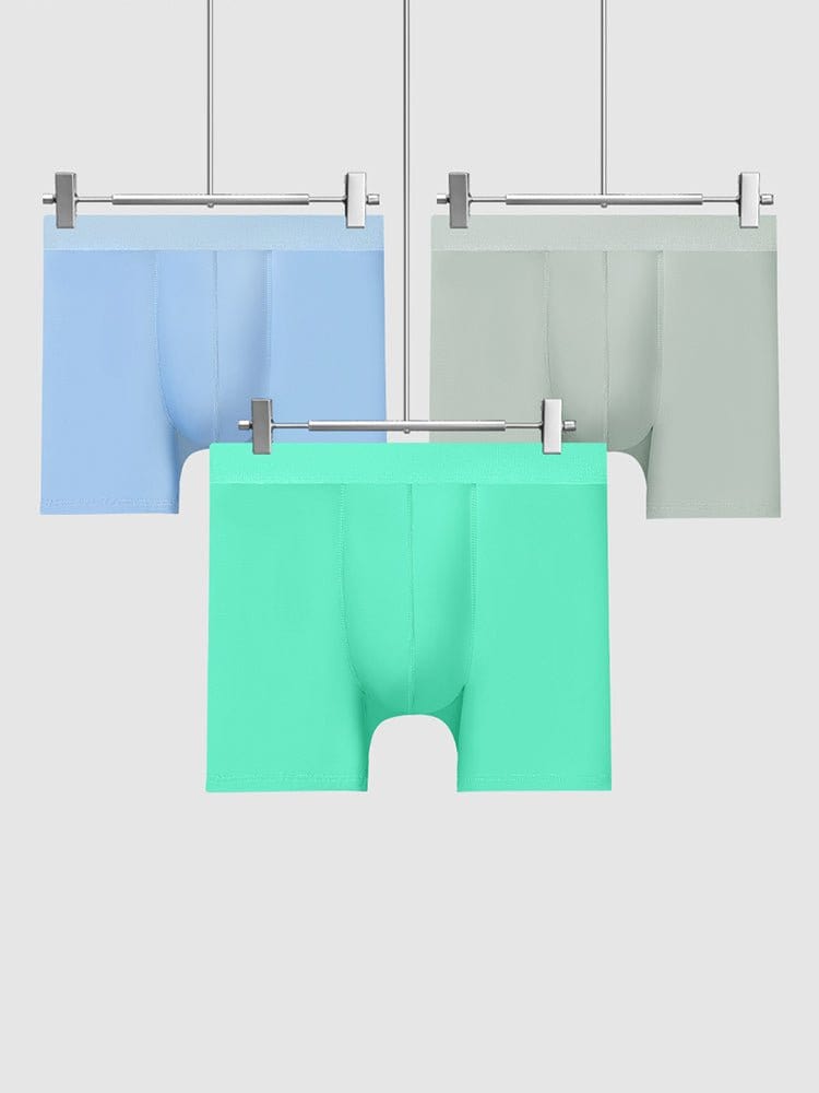 menaful Boxers Briefs & Midway Briefs Blue/Grey/Green / XS 3 Pcs Ice Silk Breathable Sports Boxers Briefs