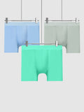menaful Boxers Briefs & Midway Briefs Blue/Grey/Green / XS 3 Pcs Ice Silk Breathable Sports Boxers Briefs