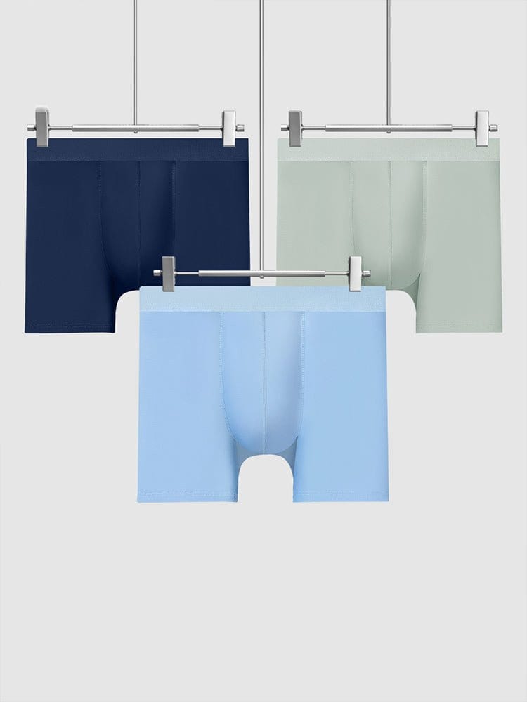 menaful Boxers Briefs & Midway Briefs Navy/Grey/Blue / XS 3 Pcs Ice Silk Breathable Sports Boxers Briefs