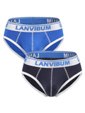 menaful Briefs Blue*Navy / S 2 Pack Men's U Comfortable Large pouch Briefs