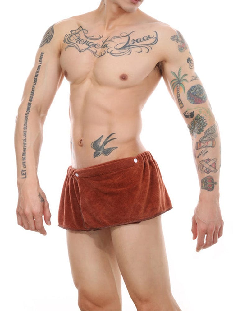 menaful Brown / 140*20 cm Men's Wearable Bath Towel Pants