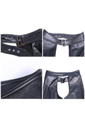 menaful Crotch Opening Tight Leather Pants