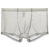 menaful Gray / M Mid Waist Mesh Sexy Pouch Bag Boxers