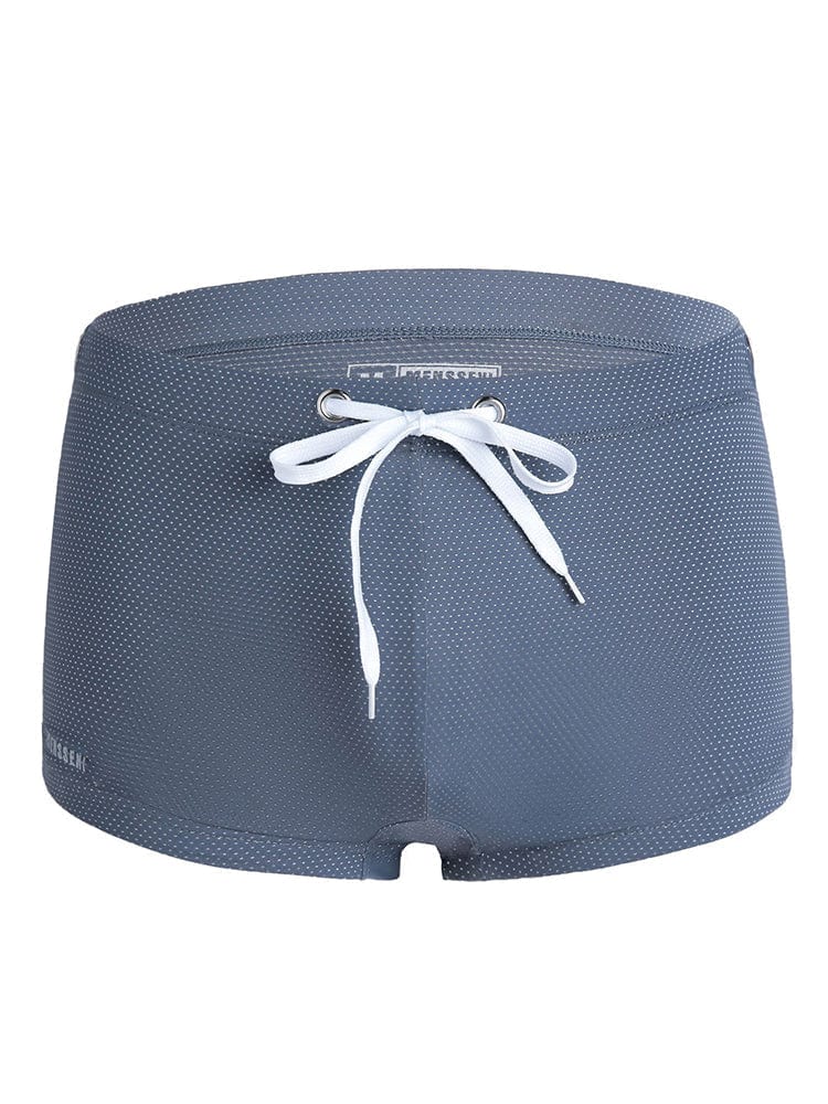 menaful Gray / S Men's Summer Tethered Boxer Swim Trunks