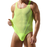 Menaful™ green / M men's sheer mesh bodysuit