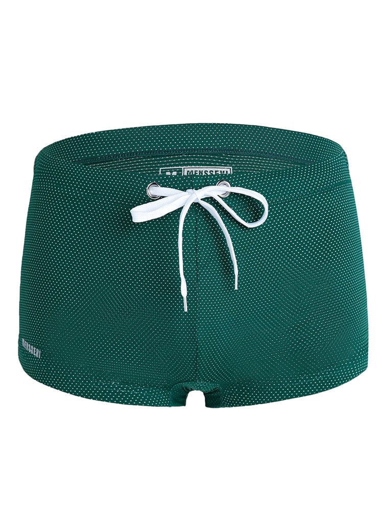menaful Green / S Men's Summer Tethered Boxer Swim Trunks