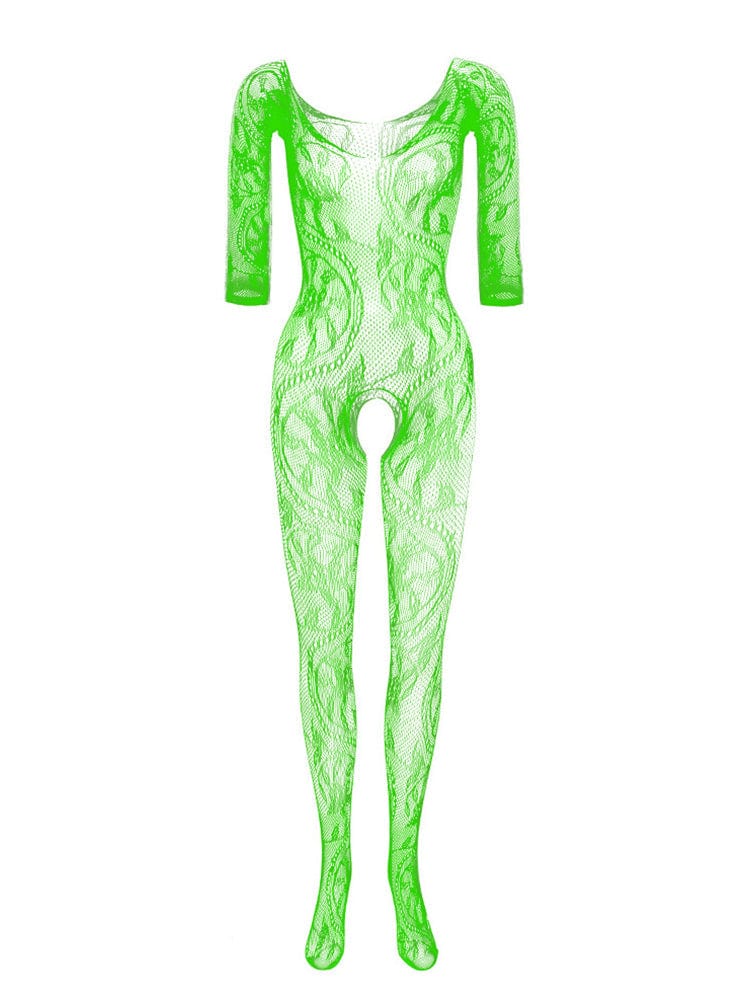menaful Green Vintage Men's Elastic Pantyhose Bodysuit