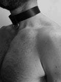 menaful harness Black / Adjustable Classic Leather Collar Choker Necklace- Black
