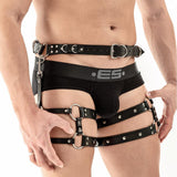 MENAFUL™ harness Buckle Strap Men's PU Leather Choker+Buckle strap+Harness Set