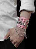 menaful J / Adjustable Punk Leather Stud Bracelet