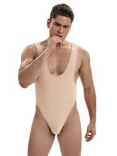 menaful Latte Color Men's Tank Top Bodysuit - Latte