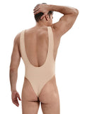 menaful Latte Color Men's Tank Top Bodysuit - Latte