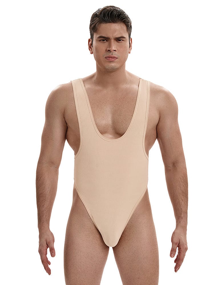 menaful Latte / S Latte Color Men's Tank Top Bodysuit - Latte