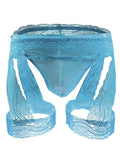 menaful Light Blue Men's Lace Thongs
