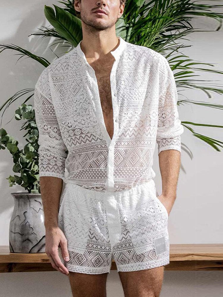 menaful Men's Casual Long Sleeve Shirt Suit