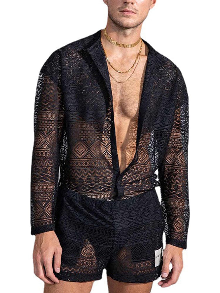 menaful Men's Casual Long Sleeve Shirt Suit