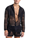 menaful Men's Casual Long Sleeve Shirt Suit