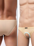 menaful Men's Hollow Open File Ice Silk Briefs