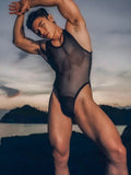 menaful Men's Mesh Bodysuit